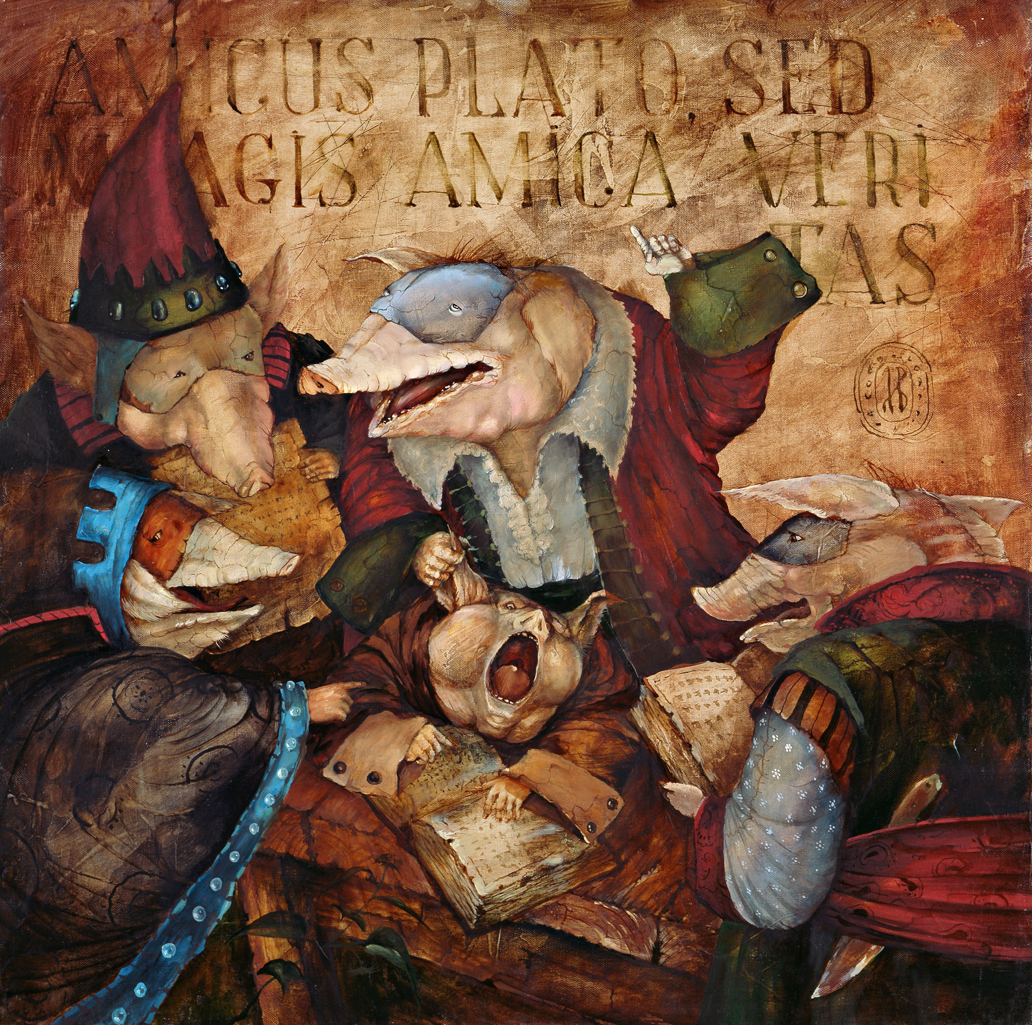 Museum Quality Art Print on Paper - ‘Platon Is A Friend To Me, But The Truth Is More Valuable’ Collection ' Pigs under Latin