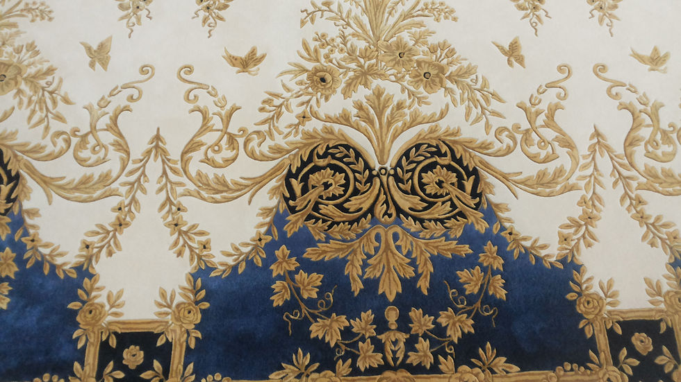 Thumbnail: Detailed neoclassical ornamental pattern on the beige BELVEDER rug surface.