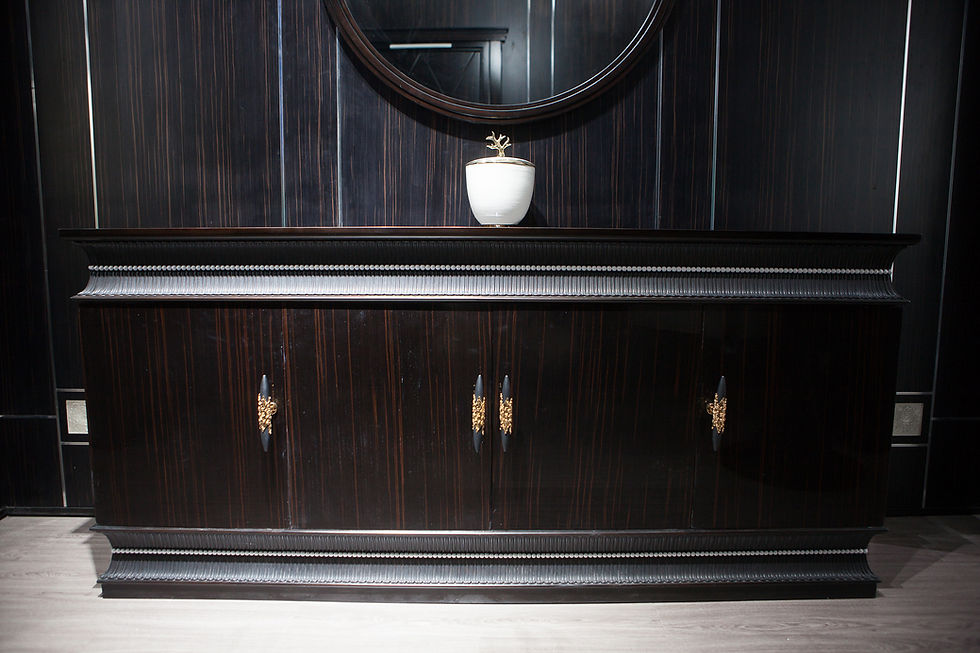 Thumbnail: Neoclassical Ebony Wood Dresser with Italian Bespoke Art Furniture Handles