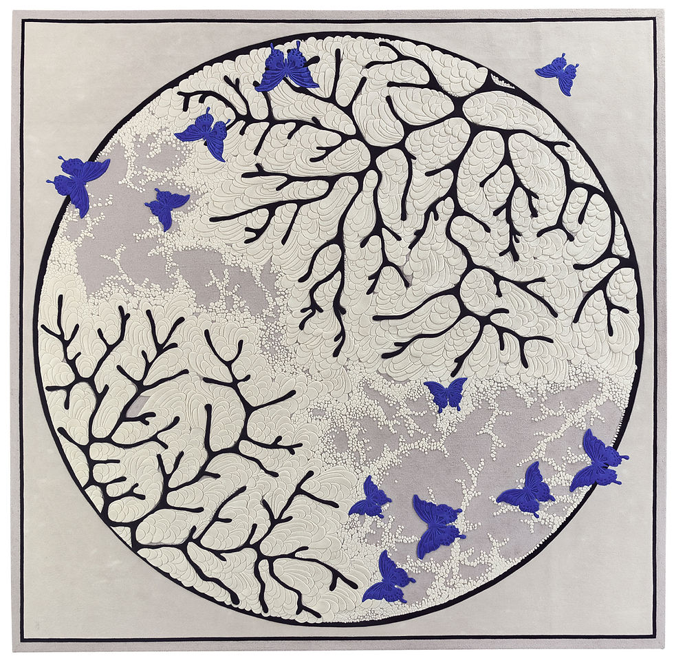 Discovery of Nature Tufted Wool Rug Luxury Collection In Stock Blue Butterflies