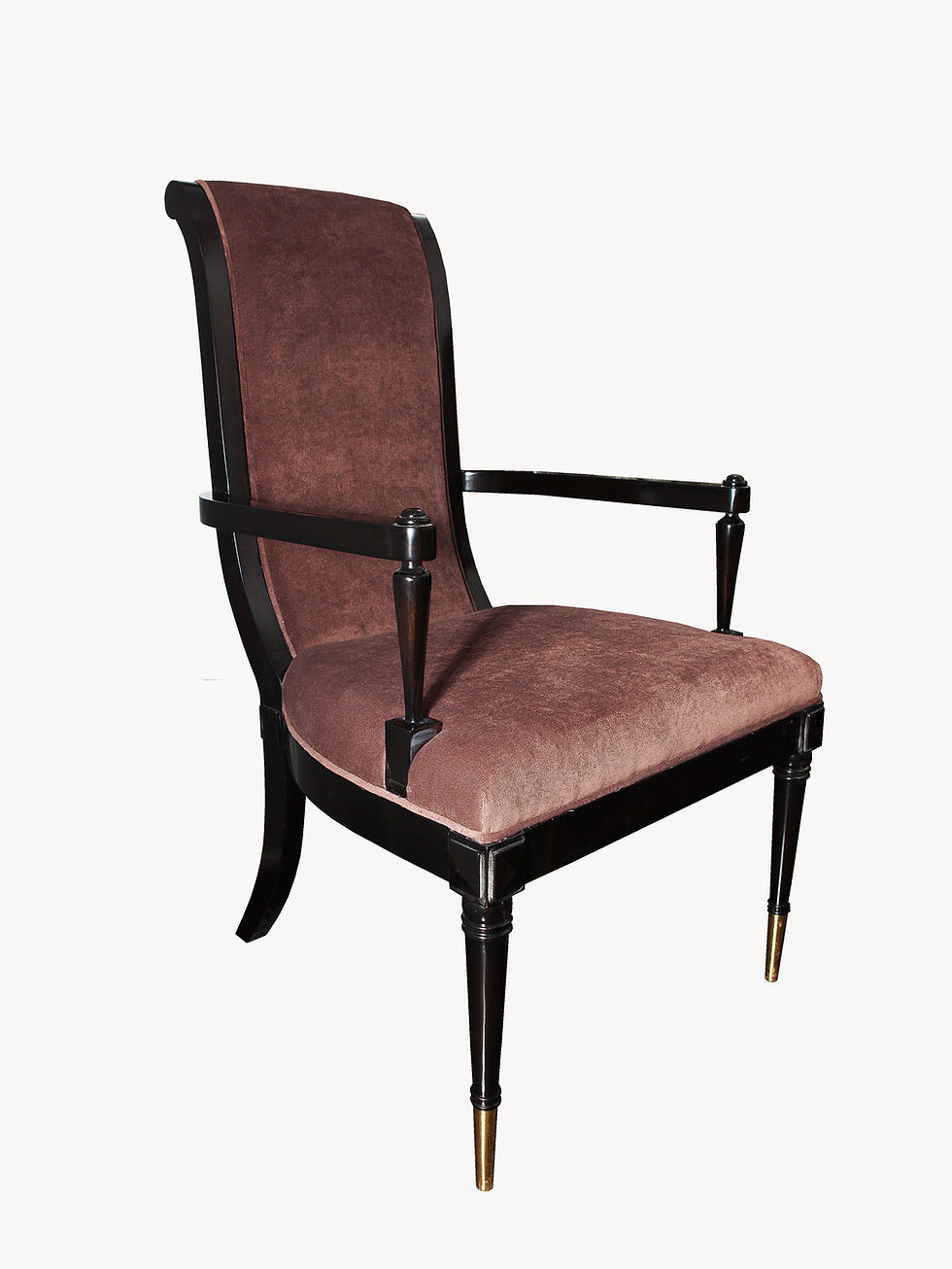Dark Finishing Neoclassical Dining Room Chair Upholstered with Velvet Fabric