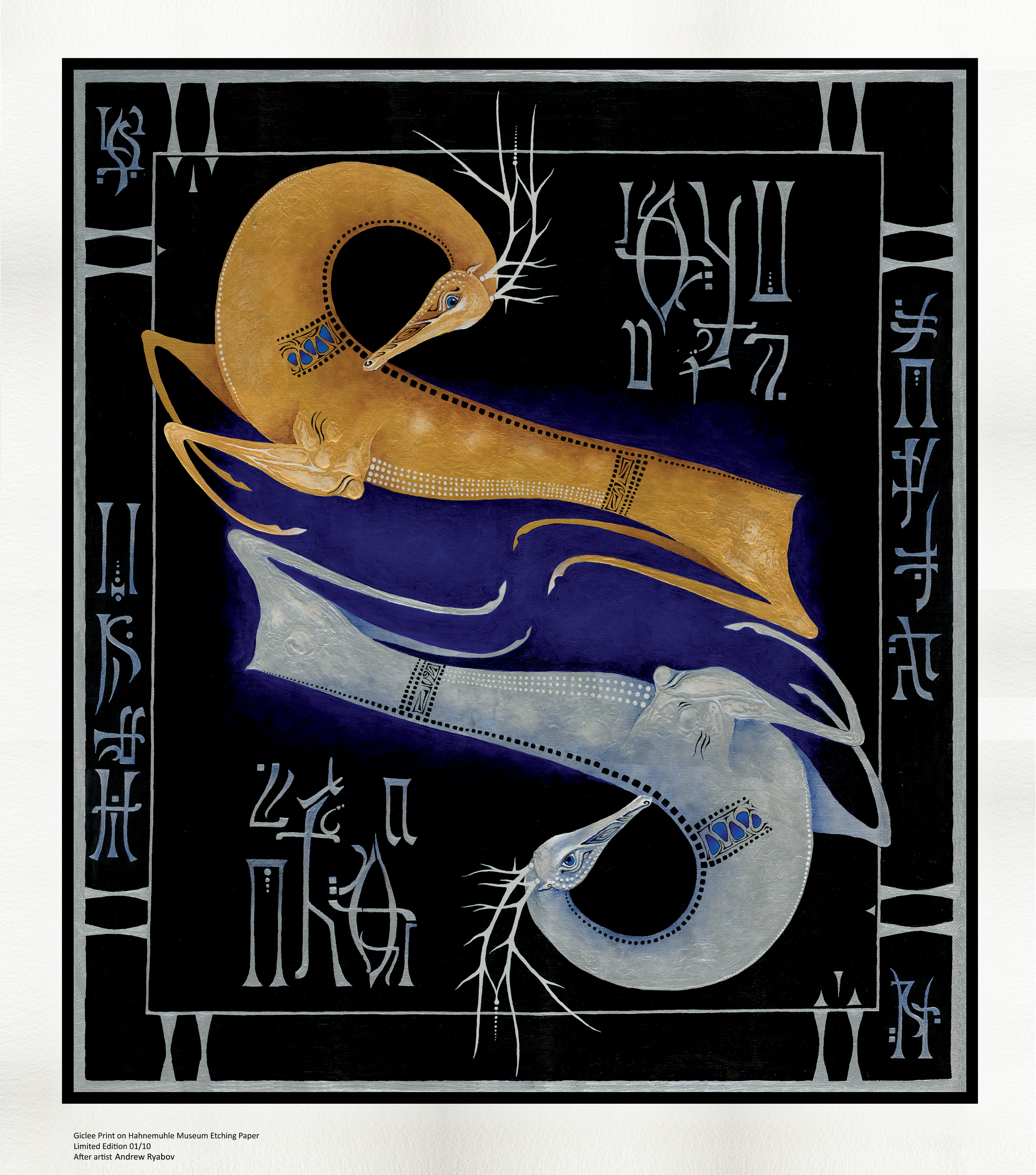 Art Print "Silver and gold deers" by Andrew Ryabov from Alexander's Collection Print Gallery