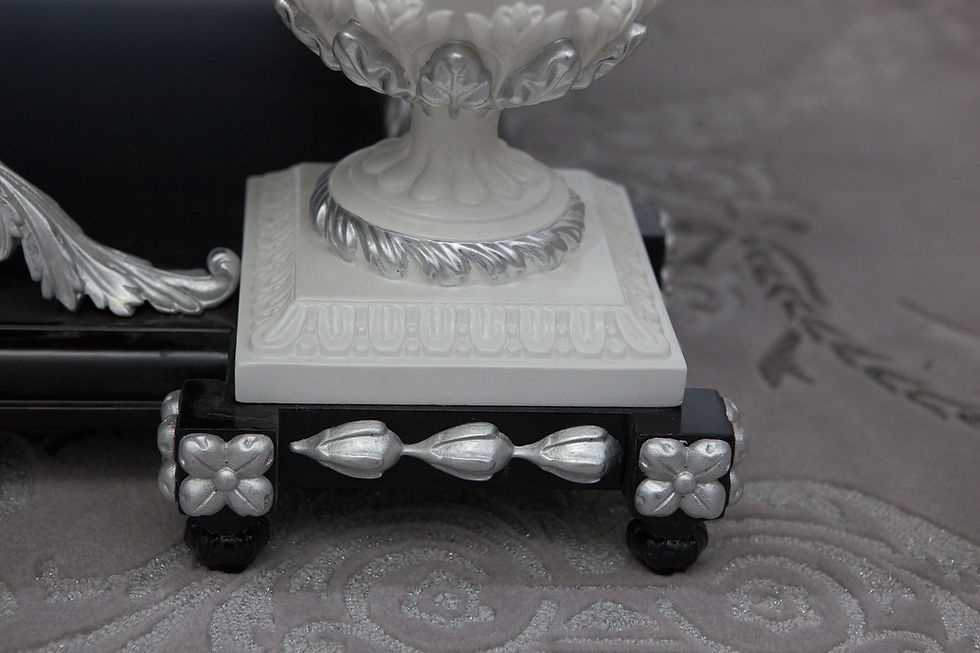 Thumbnail: Ebony Wood with Carving Elements Painted White, Neoclassical Style Coffee Table