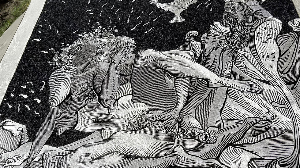 Thumbnail: Lover Under Moon Light - Silk Tapestry