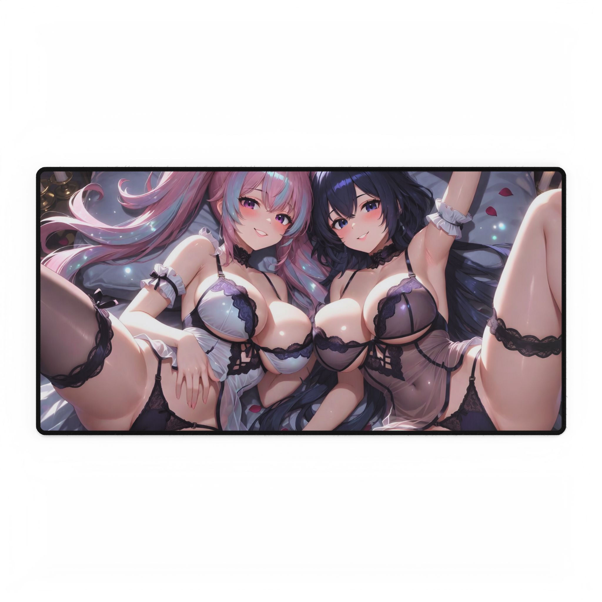 Anime twin girls lingerie Bikini Desk Mat | Large gaming mousepad pin up Misohar