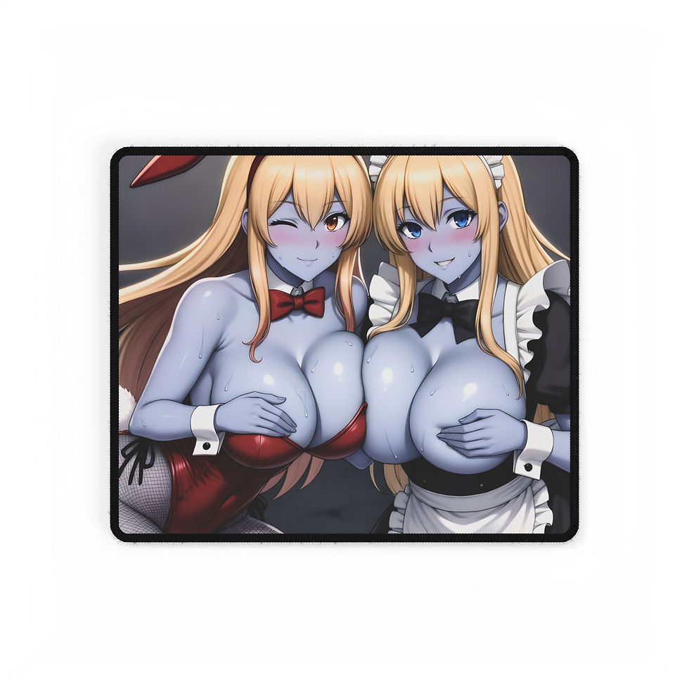 Thumbnail: Anime Twin Bunny Girl Desk Mat | Bunny & Maid Pinup Mousepad