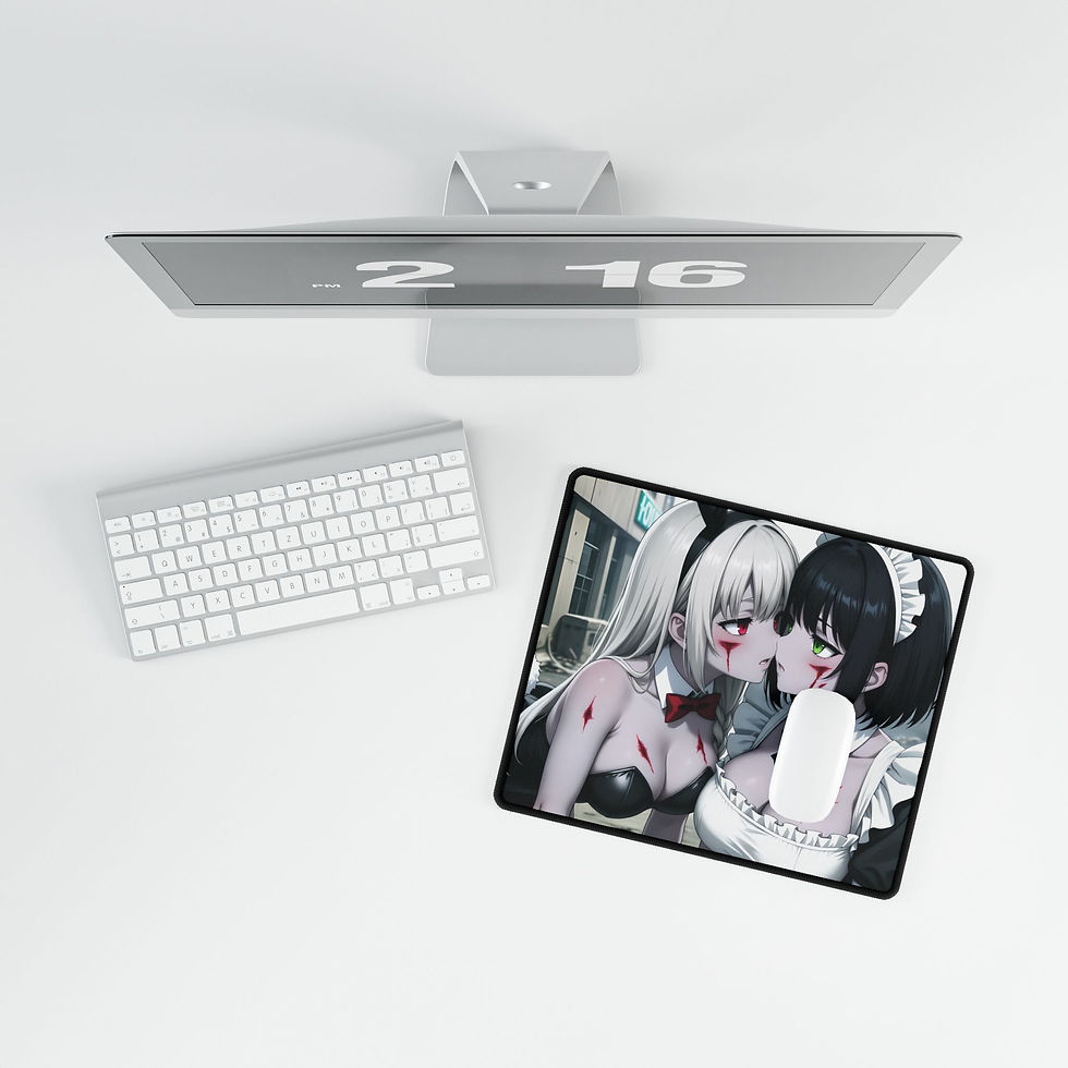 Thumbnail: Vampire Maid and Bunny Waifus Desk Mat | Anime Gothic Girls