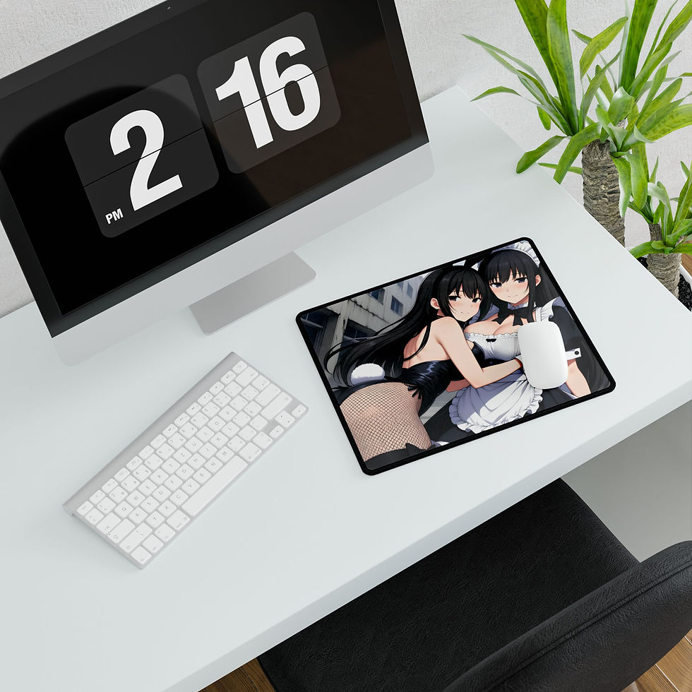 Thumbnail: Anime Bunny Girl and Maid Waifu Art Desk Mat | Large Mouse Pad