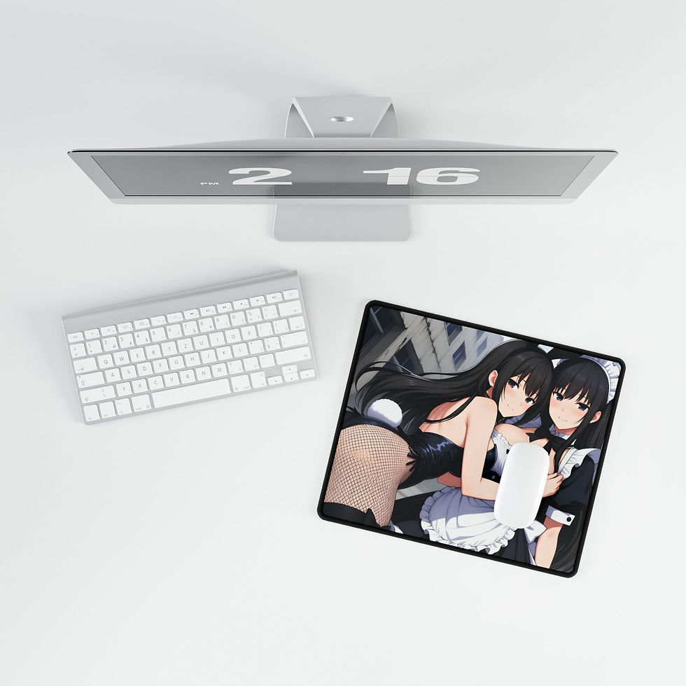 Thumbnail: Anime Bunny Girl and Maid Waifu Art Desk Mat | Large Mouse Pad