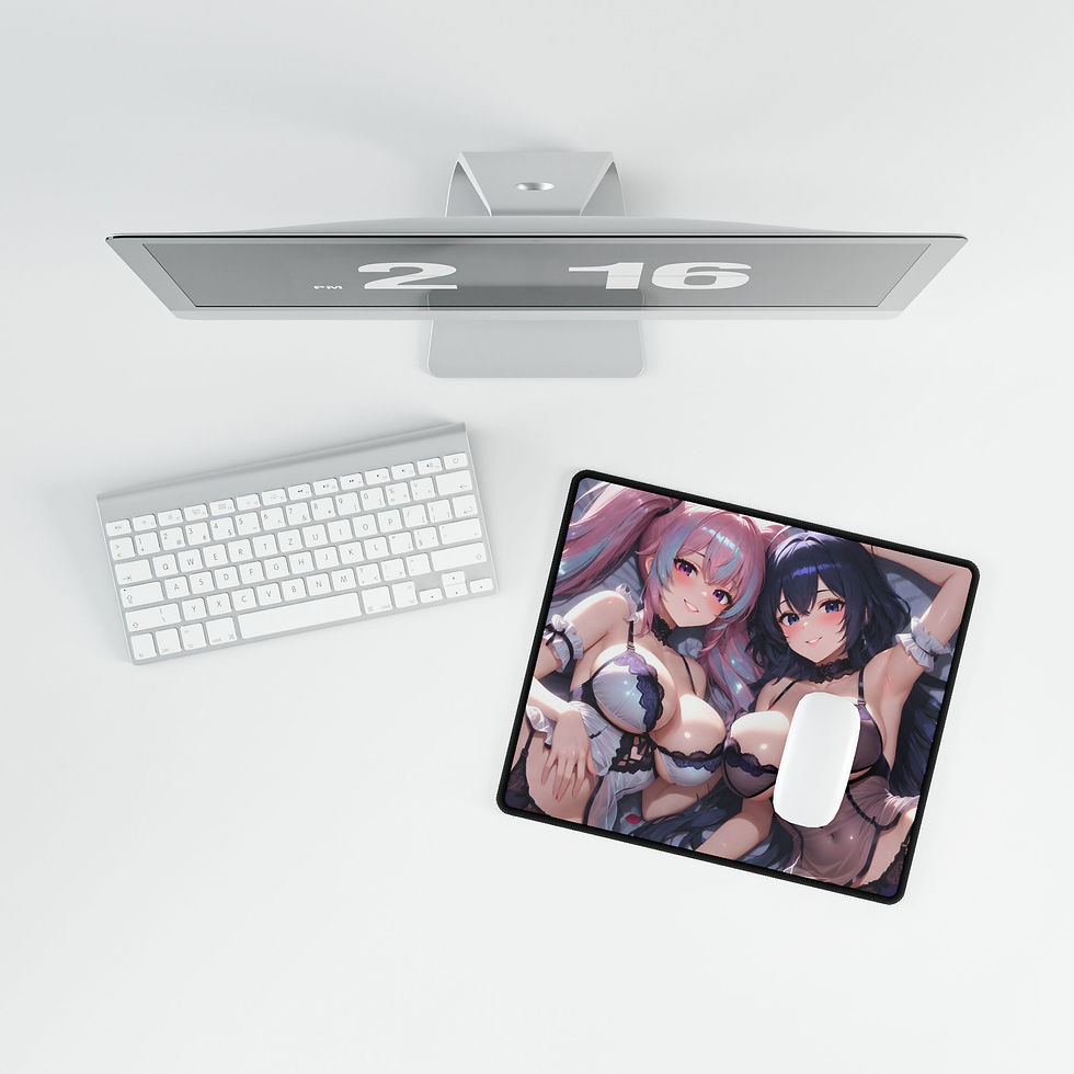 Thumbnail: Anime twin girls lingerie Bikini Desk Mat | Large gaming mousepad pin up Misohar