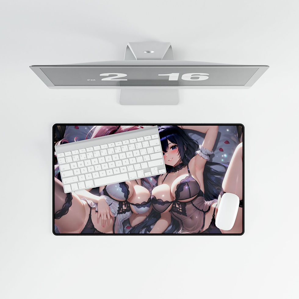 Thumbnail: Anime twin girls lingerie Bikini Desk Mat | Large gaming mousepad pin up Misohar