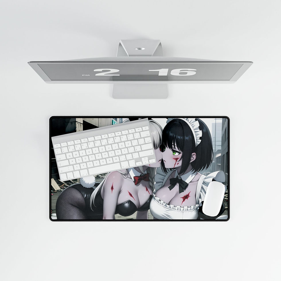 Thumbnail: Vampire Maid and Bunny Waifus Desk Mat | Anime Gothic Girls