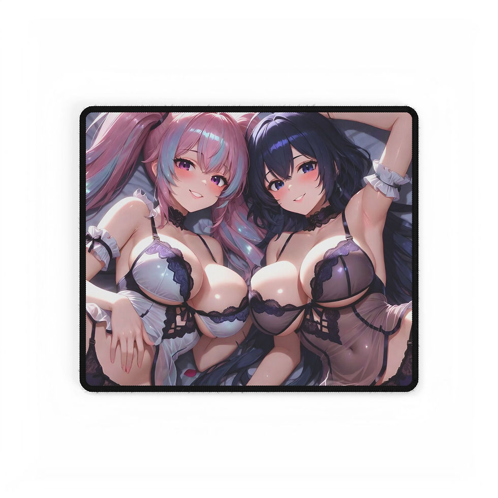Thumbnail: Anime twin girls lingerie Bikini Desk Mat | Large gaming mousepad pin up Misohar