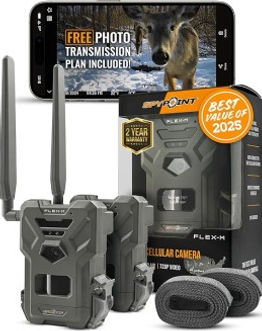 SPYPOINT Flex-M Twin Pack Cellular Trail Cameras - Best Hunting Accessories, No WiFi Neede