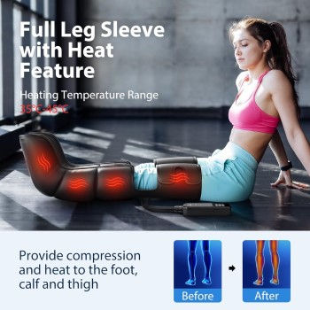 CINCOM Leg Massager with Heat and Compression, Air Compression Boots for Leg Calf & Foot R