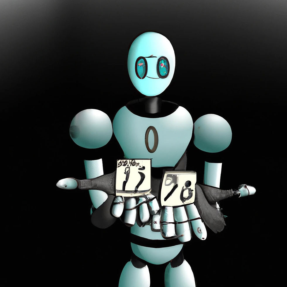 abstract robot with numbers in hands