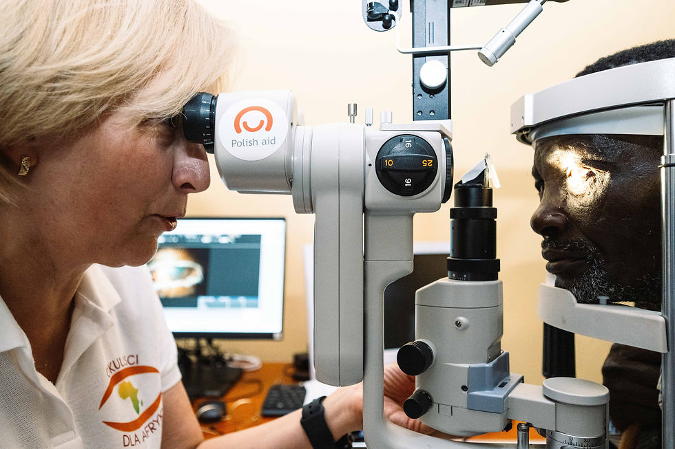 Eye examination in Tanzania photographed during assignment for Polish Embassy in Tanzania and medical outreach project