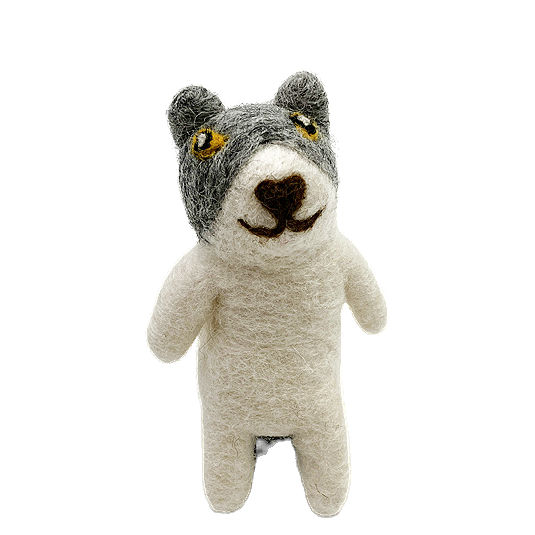 Fingerpuppe: Katze weiss grau
