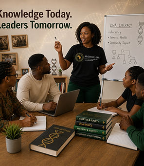 Woman teaching Bantu Expansion DNA and Africa ancestry.