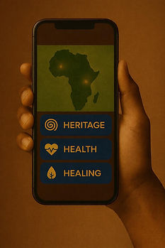 Smartphone app showing Africa map for tracing ancestry, health.