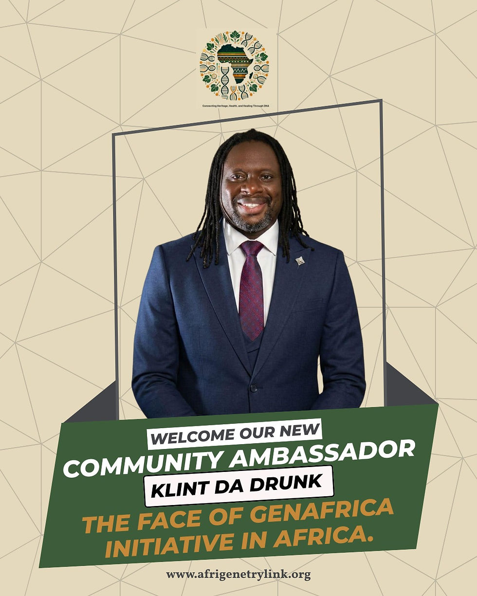 Klint Da Drunk joins AfriGenetry Link as GenAfrica Ambassador in Nigeria, advancing DNA awareness, mobile DNA clinics, ancestry reconnection, and genetic health education across Africa.