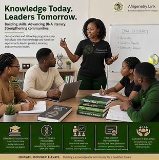 African genetic counselor teaching DNA literacy to students