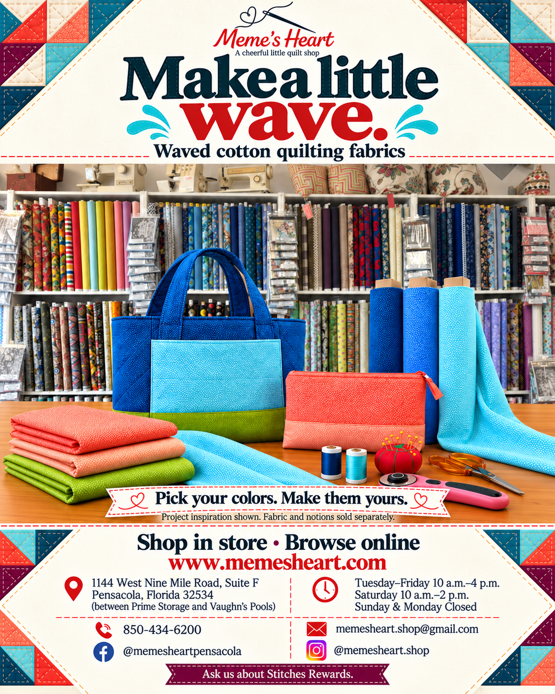 Waved fabric collection and sewing inspiration for Meme’s Heart