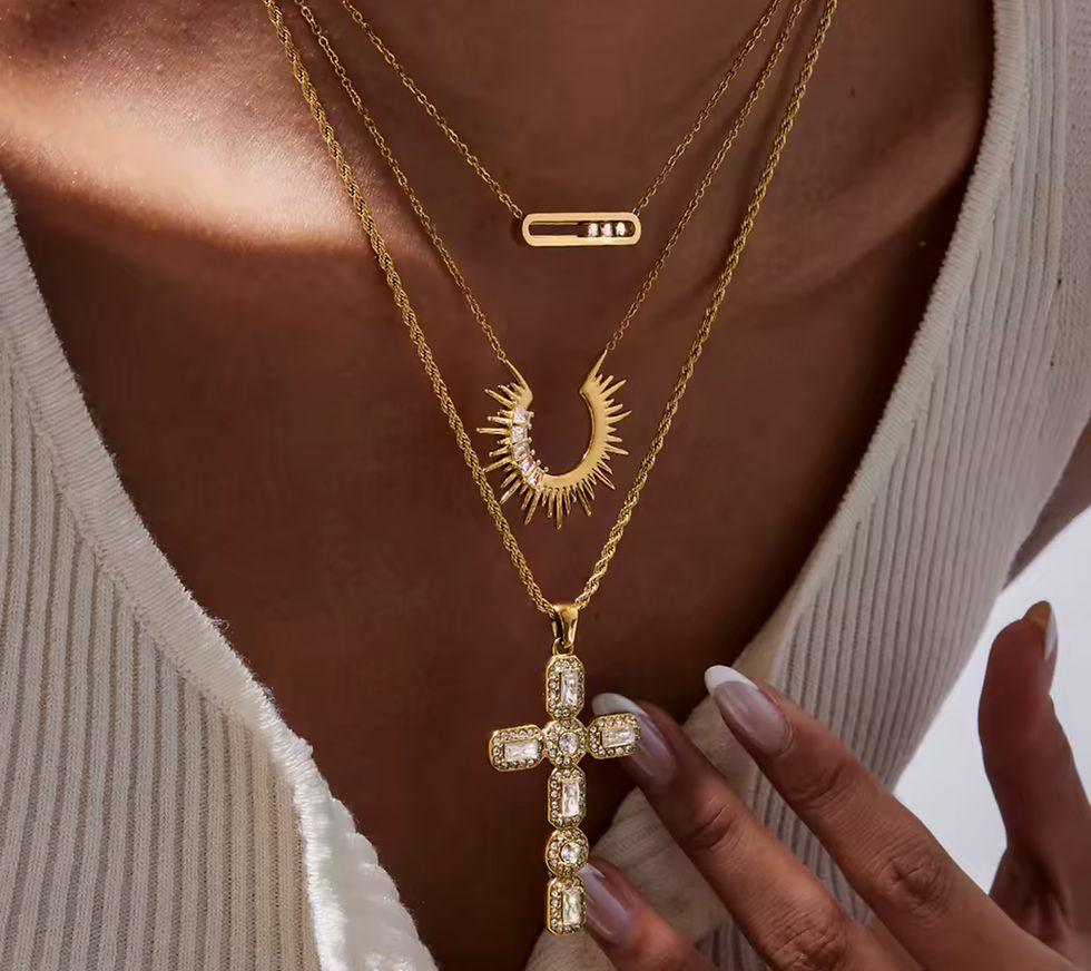 Miniatura: CZ Cross Pendant Necklace Stainless Steel