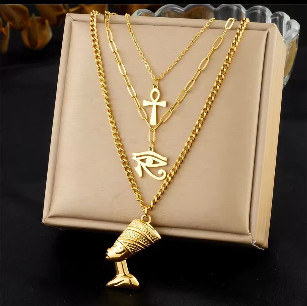 Miniature : Egyptian Gold Layered Necklace Set Stainless Steel