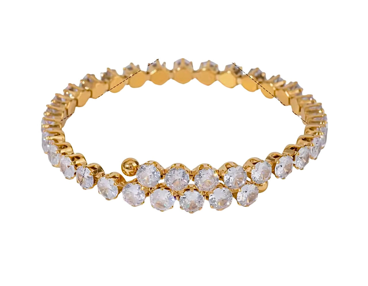 CZ Crossover Bangle Bracelet Stainless Steel