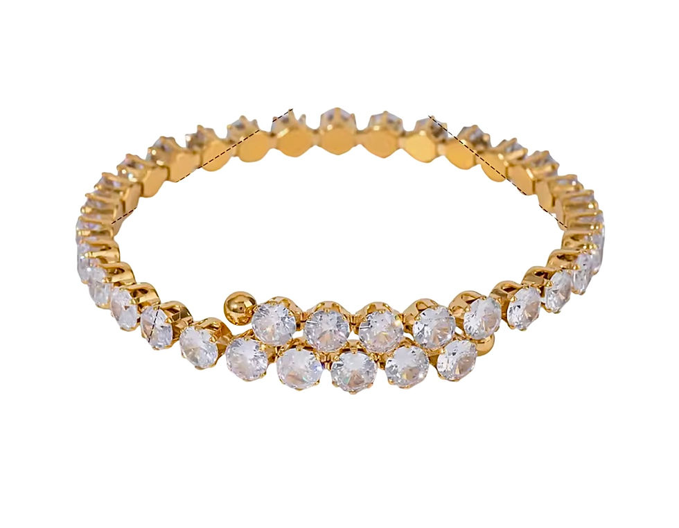 CZ Crossover Bangle Bracelet Stainless Steel