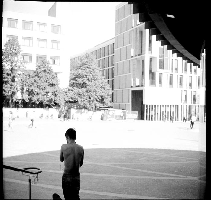 Bristo Square skaters.