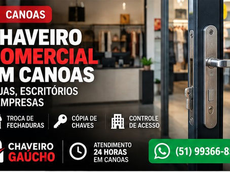 Porta de estabelecimento comercial com fechadura metálica em Canoas, RS
