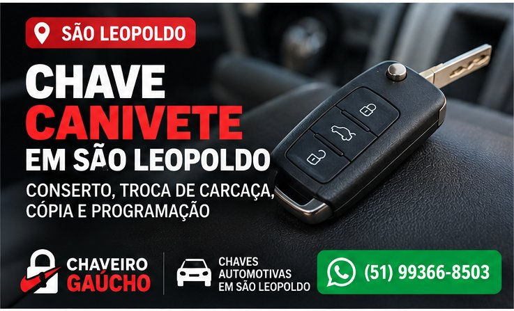 Chave automotiva canivete com lâmina retrátil e controle remoto em São Leopoldo