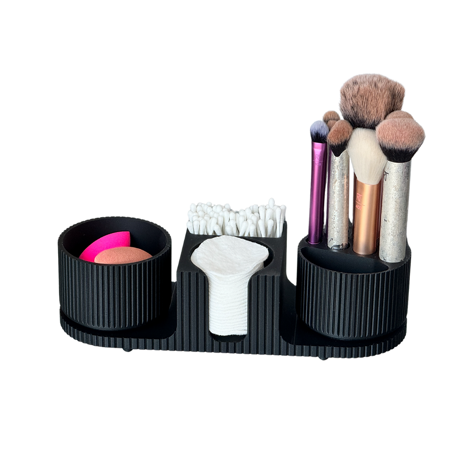 Vista frontal: Organizador Maquilhagem Secretária em Modular, um organizador maquilhagem secretária impresso em 3D.