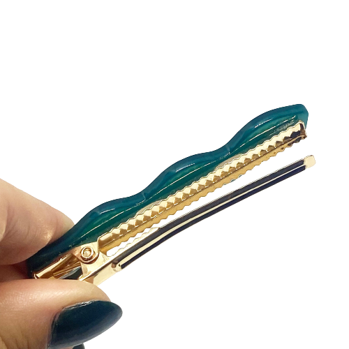 Miniatura: Pinça Ondas verde brilho