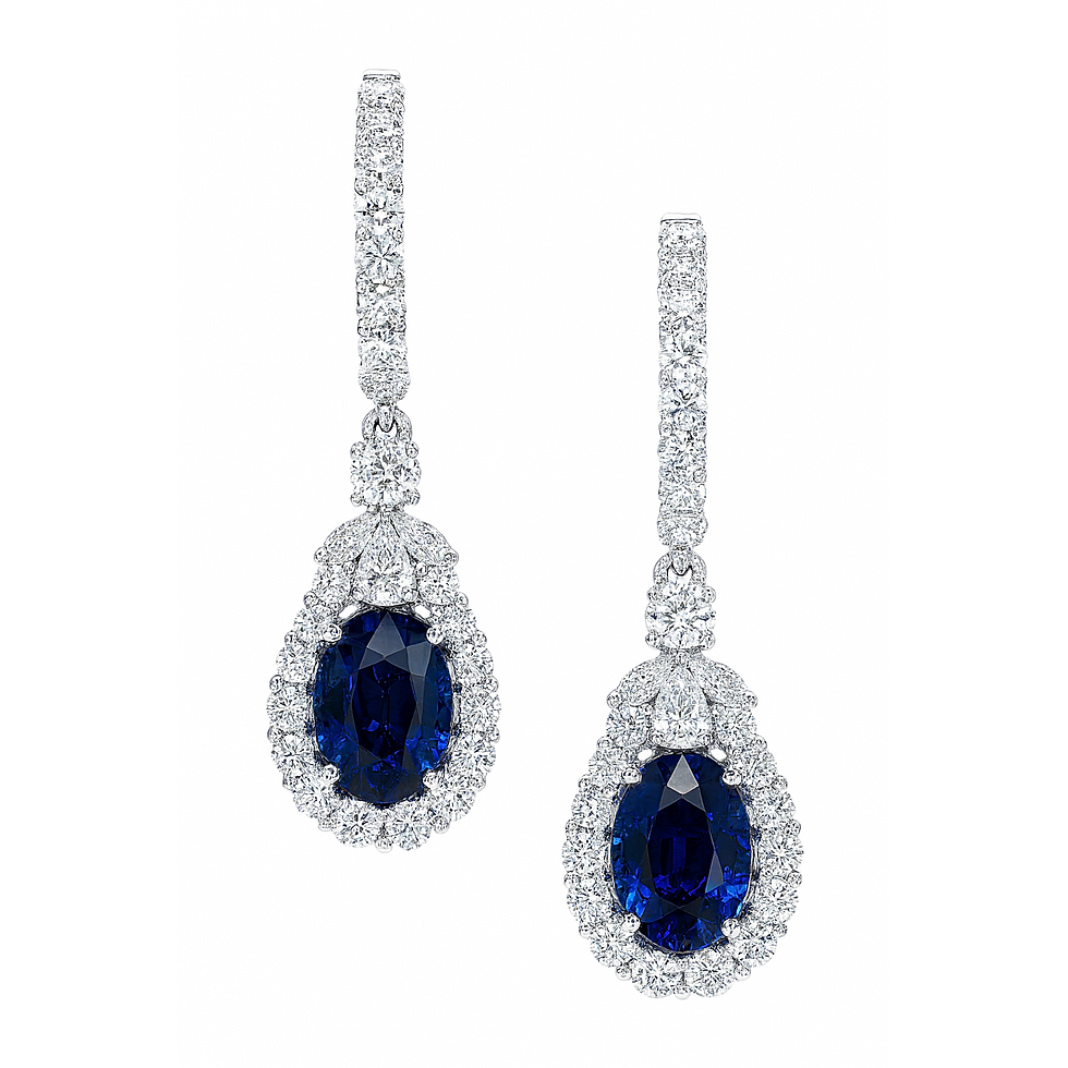 18K White Gold Sapphire and Diamond Earrings