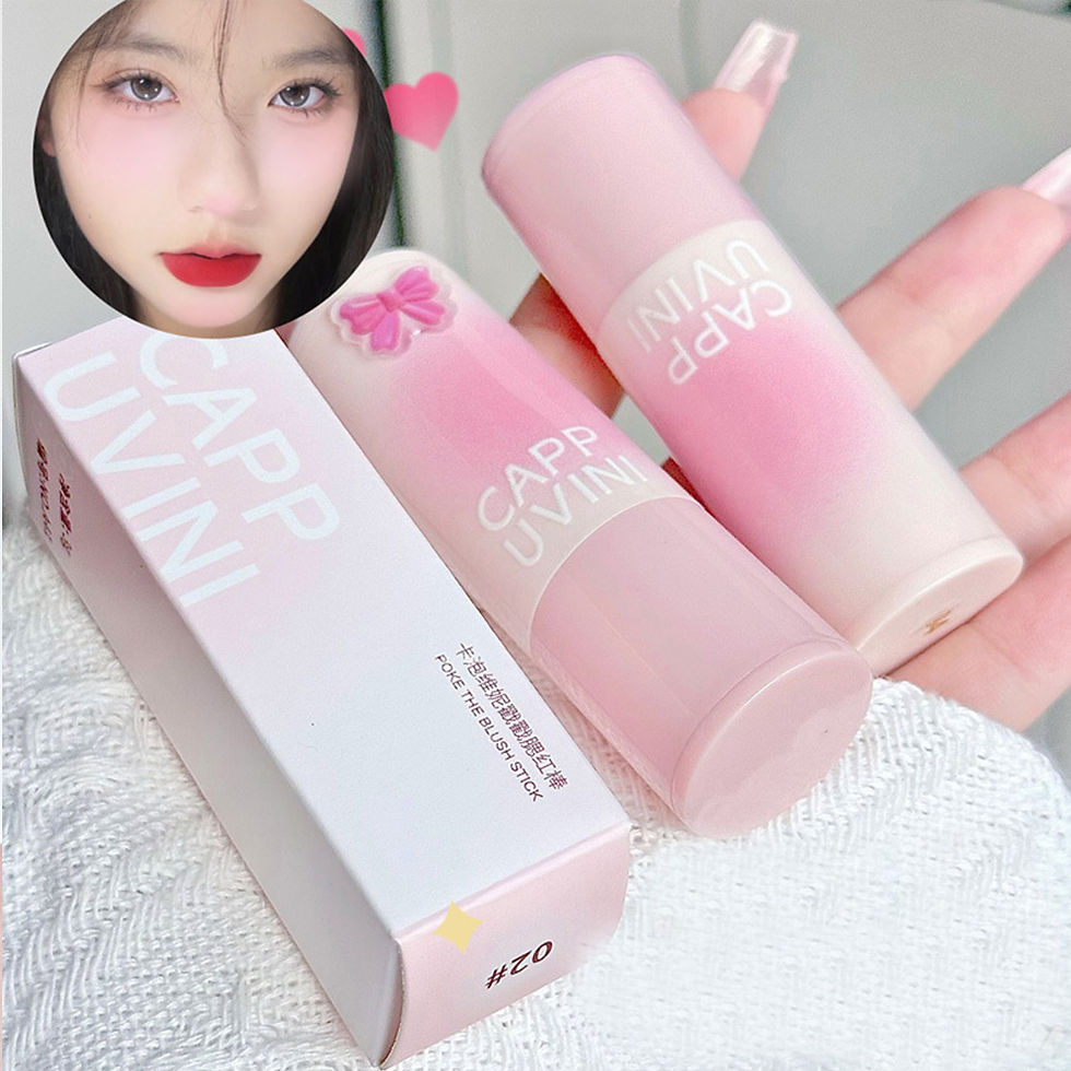 Thumbnail: Cappuvini Natural Pink Color Blusher Stick Face Blusher Patting Powder Blusher f