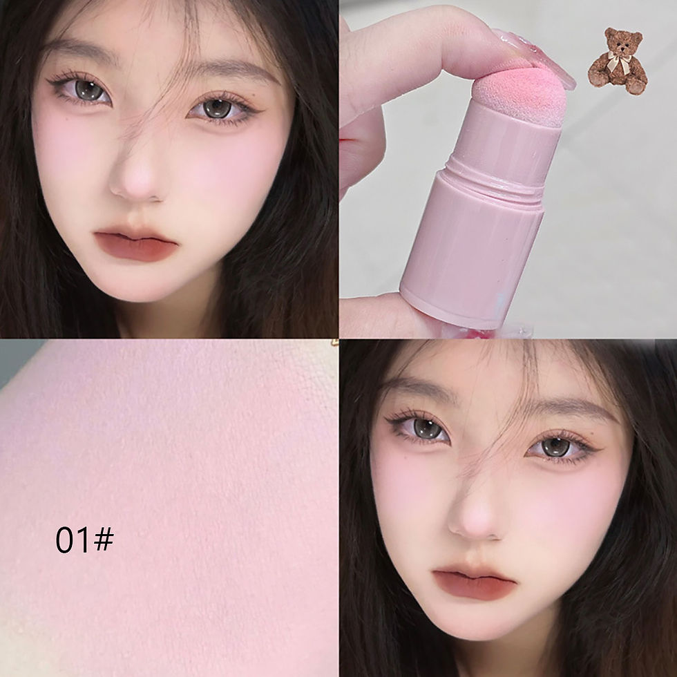 Thumbnail: Cappuvini Natural Pink Color Blusher Stick Face Blusher Patting Powder Blusher f