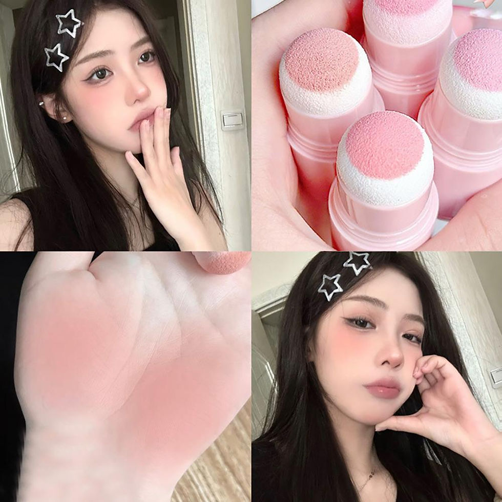 Thumbnail: Cappuvini Natural Pink Color Blusher Stick Face Blusher Patting Powder Blusher f