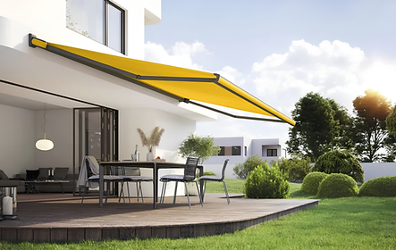 yellow-markilux-mx-3-cassette-awning-on-a-white-cube-building.png