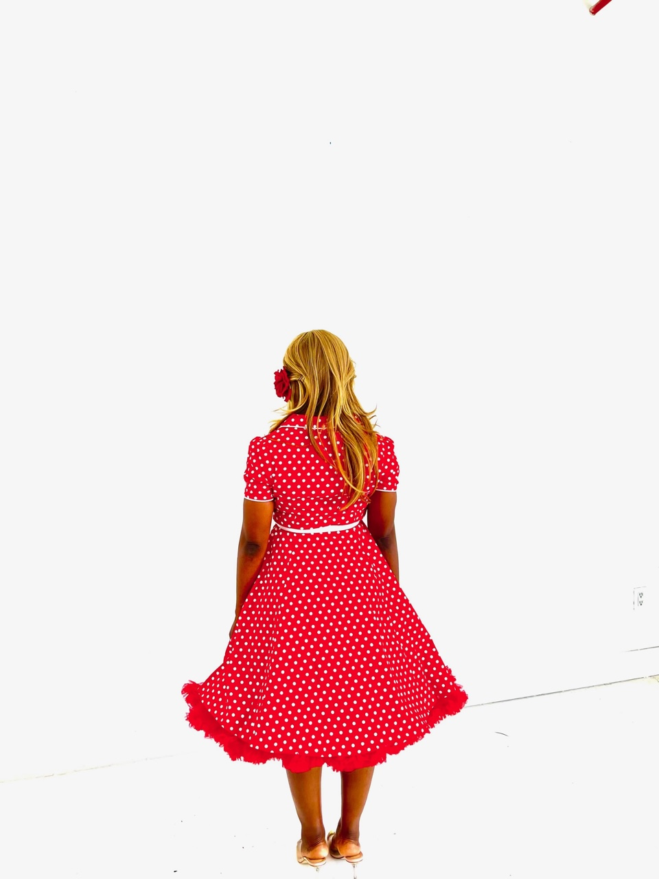 Thumbnail: Vintage Style Rockabilly Red Polka Dot Shirt Dress