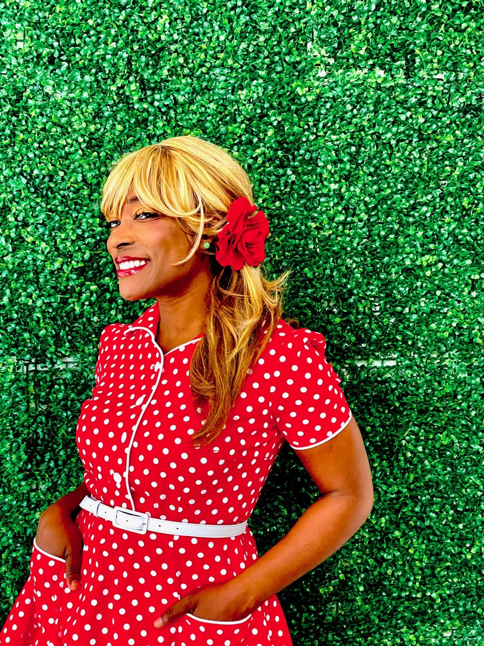 Thumbnail: Vintage Style Rockabilly Red Polka Dot Shirt Dress