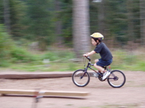 A young James Iain Sword on his mountain bike in Glentress forest.