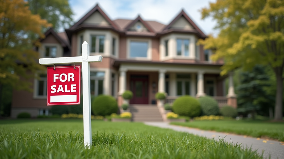 Close-up view of a “For Sale” sign in front of a beautiful Ottawa home