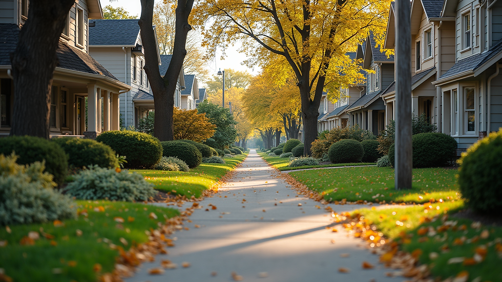 Eye-level view of a charming Ottawa neighborhood street with houses and trees