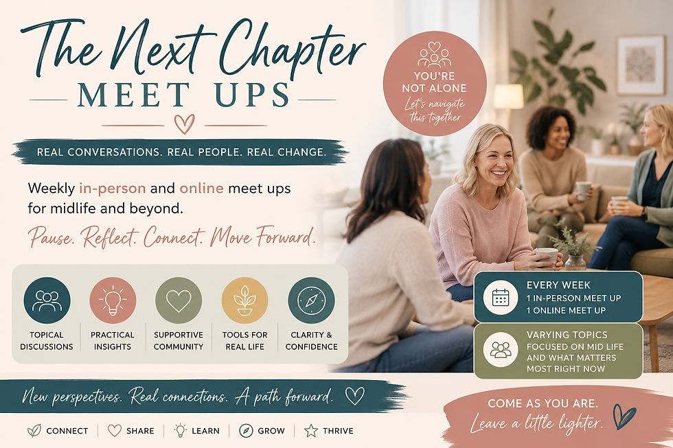 The Next Chapter Meet Ups for midlife women, menopause, neurodiversity, reinvention