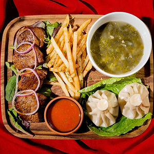 Lamb Mtsvadi Dinner Platter