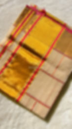 Thumbnail: ~TARINI~ Pure handwoven Tissue Kasavu saree with kattam pattern