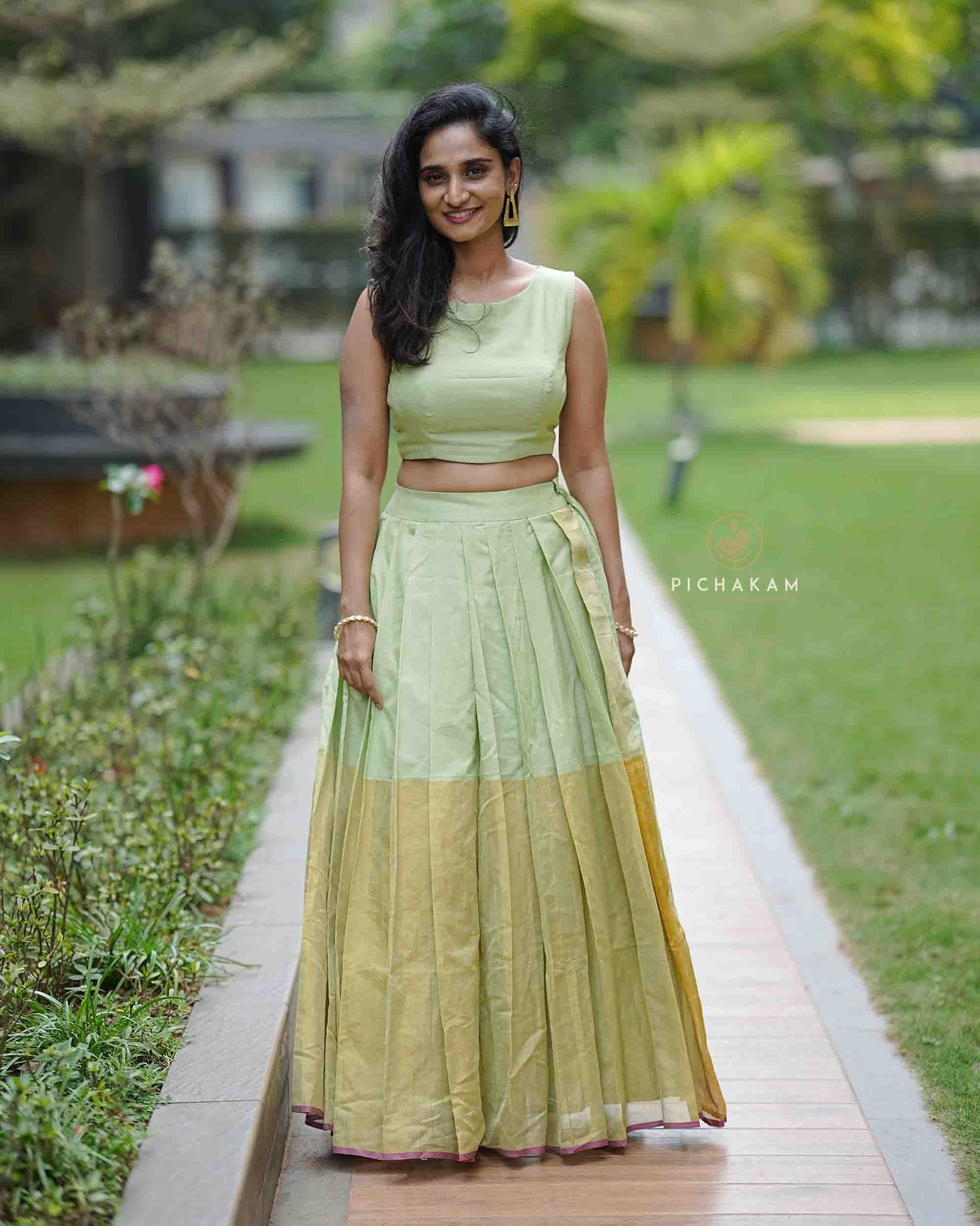 Top-Skirt combo made with our handwoven cotton fabric and kasavu